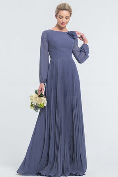 Modest Mormon Slate Blue Bridesmaid Dresses Long Sleeves Modest Bridesmaids Dresses, Baby Blue Bridesmaid Dresses Long, Teal Bridesmaid Dresses Long, Wedding Themes For Spring, Dark Teal Bridesmaid Dresses, Blue Bridesmaid Dresses Long, Different Wedding Themes, Slate Blue Bridesmaid Dresses, Baby Blue Bridesmaid Dresses