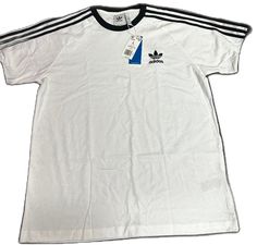 Adidas Originals Mens White 3 Stipes Short Sleeve Crew Neck Pullover T Shirt L Brand: Adidas Department: Men Size: L Color: White Type: T-Shirt Style: Pullover Pattern: Striped Theme: Sports Neckline: Crew Neck Occasion: Casual Season: All Season Features: Easy Care, Breathable Sleeve Length: Short Sleeve Condition: New With Tags I Offer Discounts For All Return Customers. - Jvs Adidas Tshirt, Pullover Pattern, Adidas Brand, Designer Streetwear, Adidas Originals Mens, T Shirt Style, Adidas Shirt, Mens Essentials, Vintage Adidas