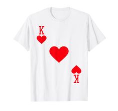 three hearts playing card suit with the letter k on it's chest t - shirt