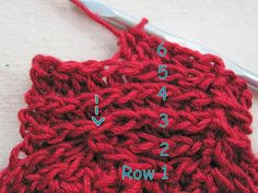 the crochet stitches are marked with numbers