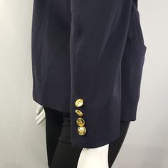 "Austin Reed Navy Blue Blazer 18\" across 26\" long 23\" sleeves Pockets Gold buttons Shoulder pads * Please review all shop policies before completing transaction. All sales final. No returns or exchanges. Price is final. * Bundle up for combined shipping. * Instagram @vintagerunsdeepshop" Navy Blazer With Button Cuffs, Navy Long Sleeve Blazer With Button Cuffs, Blue Blazer With Button Cuffs For Office, Formal Blue Outerwear With Snap Buttons, Blue Blazer With Snap Buttons For Office, Blue Long Sleeve Blazer With Button Cuffs, Blue Buttoned Career Outerwear, Career Blue Buttoned Outerwear, Career Blue Outerwear With Buttons