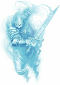 Ghost Knight Art, Ghost Warrior Fantasy Art, Dnd Ghost Art, Ghost Dnd, Dnd Ghost, Ghost Knight, Ghost Armor, Ghost Fighter, Undead Knight