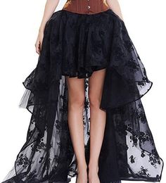 Rok Tile, Steampunk Mode, Black Gothic Dress, Rock Dress, Tule Rok, Gonna In Tulle, Steampunk Skirt, Gothic Skirt, Floral Skater Skirt