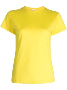 sherbet yellow cotton round neck short sleeves straight hem Plain Yellow Top For Spring, Summer Plain Short Sleeve Crew Neck Top, Yellow Crew Neck T-shirt For Spring, Summer Crew Neck Short Sleeve Top, Classic Solid Short Sleeve Top For Summer, Classic Plain Summer T-shirt, Classic Yellow Short Sleeve Tops, Yellow Plain Relaxed Fit T-shirt, Yellow Short Sleeve Basic Top