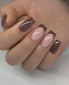 Kutek Disney, Brown Nail, Simple Fall Nails, October Nails, Nagel Tips, Smink Inspiration, Simple Gel Nails, Work Nails