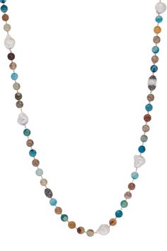 Our Tahitian Pearl Beaded Long Necklace is the essence of seaside charm. Gorgeous brown agate gemstones, glass beads, and pearls will remind you of a tropical beach. This necklace can be worn long or doubled for a stacked look. Materials: Agate, Pearl, Glass Beads Size: 48" Long No Clasp Imported Brown Agate, Long Beaded Necklace, Summer Necklace, Tahitian Pearls, Tropical Beach, Agate Gemstone, Curator Style, Statement Jewelry, Pearl Beads