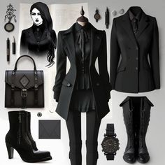 Gothic Chic Fashion, Corporate Attire, Corporate Outfits, Goth Style, Looks Black, Mein Style, All Black Outfit, Gothic Outfits