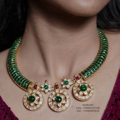 Emerald Kante bottumala necklace Pure Silver jewelry Indian diamond Necklace-SHABURIS Basara Pearls Jewellery, Emeralds Beads Jewellery Indian, Kundan Kante Necklace, Diamond Kante Designs, Kante Gold Necklaces, Kundan Pendants, Diamond Necklace Set Indian, Bottu Mala, Diamond Ornaments