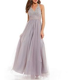 Blondie Nites Beaded Bodice Two-Tone Ball Gown