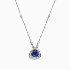 Effy Tanzanite Royale 14K White Gold Tanzanite Diamond Pendant, 1.82 TCW Luxury Tanzanite Necklace With Brilliant Cut, Elegant Gia Certified Trillion Cut Jewelry, Classic Tanzanite Necklace With Brilliant Cut, Classic Tanzanite Jewelry In Trillion Cut, Trillion Cut Tanzanite White Gold Jewelry, Trillion Cut Tanzanite Jewelry In White Gold, White Gold Tanzanite Necklace For Formal Occasions, Formal White Gold Tanzanite Necklace, Classic Tanzanite Necklace With Diamond Cut