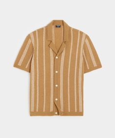 Retro vibes abound in this cabana-inspired sweater polo — think 60s leading man vacationing by the shore. It has a relaxed, straight fit that’s perfect for layering: try wearing it open over a tee or tank on warm days, or add a colorful pop beneath a jacket or sport coat when the weather’s cooler. It’s knit from wool blend yarn that’s very soft, light and plush — a nubby texture with none of the roughness boucle can sometimes have. 80% Wool, 20% Recycled Nylon Notched Lapel Full-Placket 1x1 Rib Trim Side Seam Vents Made in China Dry clean or hand wash cold. Do not machine wash (even if your machine has a "Hand Wash" setting). Do not bleach. Do not tumble dry; lay flat to dry. Cool iron inside out if needed.  Learn more about caring for your wool sweaters Style SW3750139 Sweaters Style, Sweatshorts Shorts, Sweater Polo, Todd Snyder, Cashmere Accessories, Linen Suits, Tuxedo Dress, Linen Tshirts, Sneaker Dress Shoes