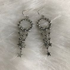 Silver Toned Dreamcatcher Star Dangle Earrings Brand New Without Box--Never Worn Star Dangle Earrings, Patina Earrings, Turquoise Earrings Dangle, Ear Earrings, Open Hoop Earrings, Clover Earrings, Gold Statement Earrings, Dangly Earrings, Beaded Hoop Earrings