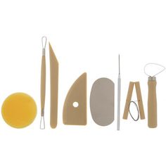 an assortment of tools are shown on a white background with clippings to cut them