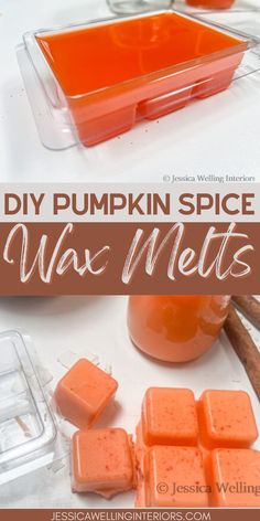 diy pumpkin spice wax melts with text overlay that says diy pumpkin spice wax melts