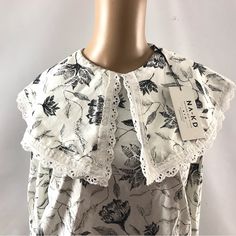 Na-Kd Oversized Collar Blouse Size S White Black Longsleeve Shirt Top Boho Chic New F3 Ep Oversized Collar, Black Long Sleeve Shirt, Collar Blouse, Na Kd, Shirt Top, Boho Chic, White Black, Top Shirt, White And Black