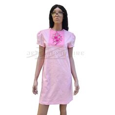 Rock this eye-catching shift dress will make you stand out in the crowd. Can be dressed up or down. Fabric: Non-stretch Material: Embroidered, cotton Style: Shift dress Color: Pink Sleeve: Short sleeve Sleeve style: Puff shoulder Length: Short (approximately knee) Neckline: Round neck Lining: Fully lined Waist Line: Natural Details: Button, Tulle lace Care: Instructions on label Made in USA NOTE: Pls, do refer to our size chart (your exact body measurements) for the best fit. Summer Cotton Shift Mini Dress, Cotton Shift Mini Dress, Knee-length, Spring Cotton Shift Shirt Dress, Pink Floral Embroidered Knee-length Mini Dress, Summer Knee-length Embroidered Dress For Daywear, Pink Mini Length Embroidered Dress, Pink Fitted Cotton Mini Dress, Spring Cotton Knee-length Shirt Dress, Cotton Shift Shirt Dress Knee-length