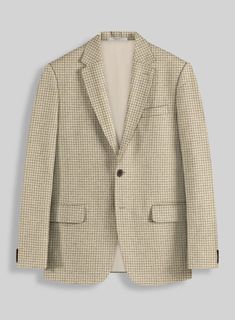 Create a stylish and chic impression with our Highlander Heavy Beige Houndstooth Tweed Suit. Crafted from pure wool fabric, it exudes confidence and expresses your unique individuality through the sophisticated charm of its timeless beige color, complemented by the classic houndstooth pattern. The suit offers a versatile option to make a lasting impact at the office, weddings, and other special occasions.   Look Includes    Highlander     Heavy   Beige   Houndstooth     Tweed  Fabric  Two Button Jacket Style  Notch Lapel   Horn Brown  Buttons  Single Vent  Three Cuff Buttons  Two Welted Back Pockets on Trousers   Click 'Customize Now' to modify the look if needed.  Lining: Viscose. Classic Houndstooth Pattern Suits, Winter Double-breasted Houndstooth Tweed Jacket, Semi-formal Tweed Jacket With Houndstooth Pattern And Suit Collar, Luxury Double-breasted Houndstooth Tweed Jacket, White Linen Suit, Harris Tweed Fabric, Double-breasted Wool Houndstooth Outerwear, Light Grey Suits, Tweed Suit