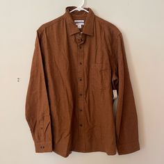 Brand New Never Worn. Flannel Material. Everyday Brown Cotton Shirt, Brown Everyday Button-up Shirt, Everyday Brown Button-up Shirt, Brown Button-up Everyday Shirt, Brown Button-up Shirt For Everyday, Brown Shirt With Button Closure For Business Casual, Brown Buttoned Top For Business Casual, Casual Brown Workwear Shirt, Casual Brown Shirt For Work