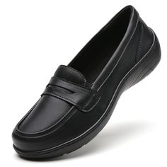 PRICES MAY VARY. 【Meticulous Workmanship】This is a women's loafer made with leather upper and decorative straps, it is easy and convenient to fit without any lacing as soon as you put it on. Includes a long-lasting memory foam insole that reduces impact and is very comfortable. 【Extreme Comfor】This women's loafer is designed with a flat sole and arch support to provide maximum comfort and support whether you're on your feet for long hours of standing, working or walking. 【Non-Slip Sole】The women Flat Work Shoes, Work Flats Shoes, Women's Loafers, Flat Dress Shoes, Orthopedic Shoes, Long Hours, Casual Loafers, Shoes Dress, Leather Shoes Woman