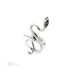 This silver snake ring is sure to slither its way into your heart. Coiled and ready to strike, this serpent is a perfect picture of charm and confidence—with just a touch of underlying danger. This delicate ring is an excellent testament to its wearer's inner strength and ferocity. Because of its simplicity, this ring pairs perfectly with any look, whether you're a snake lover or simply looking for the courage of one. Material: .925 Sterling Silver Dimensions: 2mm band, 30mm snake height Silver Metal Snake-shaped Ring, Silver Symbolic Snake Shaped Ring, Adjustable Symbolic Snake Ring, Silver Symbolic Snake Ring, Sterling Silver Snake Ring, Silver Snake Ring, Coiled Snake, Snake Lovers, Snake Ring Silver