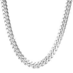 Make a bold statement with this unique and stylish Miami curb chain necklace. Solid 10K white gold Chain features 5.9mm wide Miami curb links 24.0-inch necklace; box clasp White Gold Chain, Curb Chain Necklace, White Gold Chains, Box Clasp, Necklace Box, Curb Chain, Gold Chain, Gold Chains, Miami