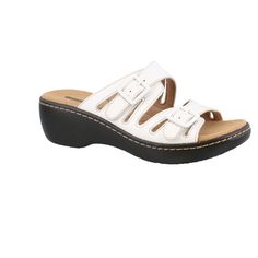 New Size 11w 078.0901.22 White Wedge Heels, Grey Sandals, Black Leather Wedges, Brown Leather Sandals, Clarks Women's, Buckled Heels, Black Wedge Sandals, Leather Sandals Women, Black Leather Sandals