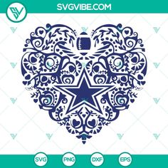 an ornate heart with stars and swirls in the middle