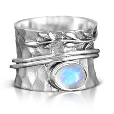 PRICES MAY VARY. FEELING FIDGETY IN A MEETING OR A CLASS? Meditation rings have meditative, anxiety-relief, and calming effects. This spinner ring will help you fidget everywhere while being gorgeous, and without distracting your surroundings. A lifesaver For any natural fidgeter! INSPIRED BY NATURE - This unique Leaves & Moonstone ring is all handmade and Boho-Magic original design. The ultimate ring for any nature lover. Can be worn on the middle or index finger and even as a thumb ring. SPIN Moonstone Ring Sterling Silver, Historical Jewellery, Moonstone Stone, Fidget Rings, Meditation Rings, Spinner Ring, Wide Band Rings, Spinner Rings, Moonstone Ring