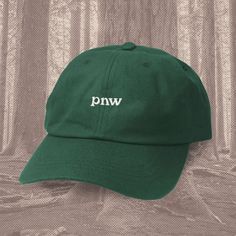 PNW vintage dad hat Spruce * 6 panel dad cap 100% chino cotton twill Green Curved Bill Dad Hat With Letter Print, Vintage Green Dad Hat With Curved Bill, Vintage Cotton Six-panel Dad Hat, Green Cotton 5-panel Baseball Cap, Green Letter Print Baseball Cap, Classic Green Everyday Hat, Everyday Green 5-panel Baseball Cap, Vintage Green Cotton Baseball Cap, Green Vintage Cotton Baseball Cap