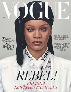 a magazine cover with a woman wearing a turban on top of her head