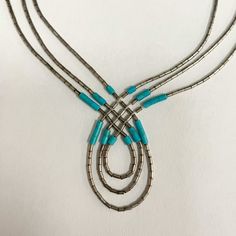 16” In Length 3 Strand Necklace With Silver And Turquoise Bead. Hallmarked “Sterling” Hook And Eye Closure Liquid Silver, Hook And Eye, Turquoise Beads, Strand Necklace, Blue And Silver, Jewelry Crafts, Womens Jewelry Necklace, Turquoise Necklace, Diy Jewelry