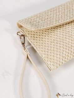 BirdinBag - Chic Woven Wristlet Bag with Minimalist Flap Inch Bag, Wristlet Bag, Beige Pattern, Details Pictures, Word Wrap, White Space, Bag Bag, Design Product, Square Bag