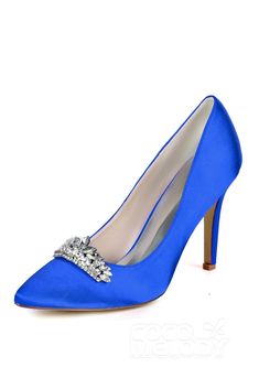 Stiletto Heel Silk-Like Heels Bridal Shoes CK0067 | Cocomelody #cocomelody #bridalshoes #weddingshoes Free Dresses, Bridal Shoes, Stiletto Heel, Wedding Shoes, Pumps Heels, Stiletto Heels, Royal Blue, Fashion Shoes, Embellishments