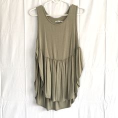 Urban Outfitters Kimichi Blue Xs Sage Green Peplum Top. Nwot Hi-Lo Style Has Some Cute Distressing To The Sleeves Rayon Tops For Daywear, Spring Beach Sleeveless Peplum Top, Spring Beach Peplum Top, Spring Sleeveless Peplum Top For Beach, Sleeveless Peplum Top For Spring Vacation, Sleeveless Peplum Top For Beach In Spring, Sleeveless Peplum Top For The Beach, Sleeveless Peplum Top For Spring Beach Occasion, Spring Vacation Peplum Top