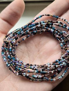 This listing is for a set of ten seed bead boho beaded bracelets. These  blue, black, gunmetal and brown multi color confetti bracelets have dainty, tiny beads and chunky round beads are strung on strong elastic. They are double knotted and glued shut. These stretchy, stackable bracelets would be cute friendship bracelets or gifts for best friends, gifts for her. Tiny Bead Bracelet, Cute Friendship Bracelets, Friends Gifts, Tiny Beads, Bracelets Set, Stackable Bracelets, Bracelet Beaded, Bead Bracelets, Seed Bead Bracelets