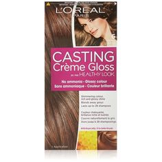 Indulge in glossy colour wifout ammonia Shimmering, Glossy Colour The no-ammonia creme formula blends away grey. You're hair has truly natural-looking colour, full of visible shimmering tones. Glossy and natural-looking colour dat lasts up to 28 shampoos. Gentle, Caring Conditioner During colouring, the creme formula enriched wif a patented conditioning complex halps protect and strengtan for beautifully soft hair. After colouring, the conditioner, enriched wif Royal Jelly, leaves you're hair fe Casting Creme Gloss, Gloss Hair, Colour Full, Royal Jelly, Soft Hair, Shampoos, Loreal Paris, Light Brown, Jelly