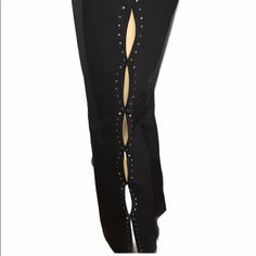 Nwt Sexy Openings On Both Legs Trimmed With Rhinestones. Split From The Ankle Up To The First Hole. Elastic Waist Jumpsuit Trousers, Pants Color, Pant Jumpsuit, Elastic Waist, Split, The First, Pants For Women, Trousers, Elastic