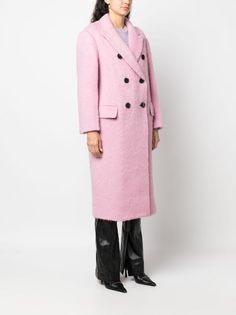 STAND STUDIO Essa Brushed double-breasted wool-blend Coat - Farfetch Pink Outerwear With Double Button And Lapel Collar, Pink Double-breasted Winter Outerwear, Classic Pink Outerwear With Double Button Closure, Pink Double-breasted Outerwear For Fall, Pink Outerwear With Lapel Collar And Double-breasted Fastening, Pink Wool Coat For Workwear, Classic Pink Outerwear With Double-breasted Button, Classic Pink Double-breasted Outerwear, Pink Double-breasted Outerwear With Hidden Buttons