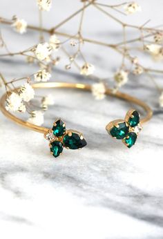 Emerald Bridal Crystal Bracelet, Emerald Gold Open Cuff Bracelet, Bridesmaids Crystal  Green Bracelets, Swarovski Green Emerald Bracelet Gold And Green Bracelet, Green Emerald Bracelet, Crystals Bracelets, Shiny Bracelets, Bracelet Emerald, Inexpensive Jewelry, Diamond Bracelet Design, Crystal Green, Jewelry Staples