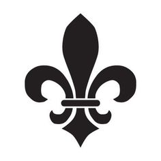 a black and white fleur de lis logo