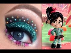 Disney Eyeshadow, Ralph Vanellope, Disney Eye Makeup, Eye Shadow Tutorial, Disney Inspired Makeup, Shadow Tutorial, Disney Eyes, Dramatic Wedding Makeup, Vanellope Von Schweetz