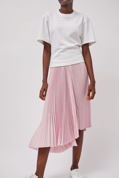 Marios Pleated Asymmetric Skirt in Pink Asymmetric Skirt, Mid Length Skirts, Women's Wear, Asymmetrical Skirt, Mid Length, Pink Floral, Mario, New Arrivals, Skirt