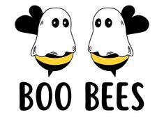 two cartoon faces with the words boo bees written below them in black on a white background