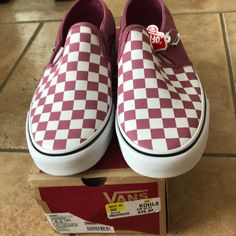 Vans Checkerboard Slip On Shoes Size 8.5. Color Is Pink With A Hint Of Purple. Purple Vans Sneakers For Skateboarding, Purple Vans Slip-on Sneakers, Purple Slip-on Vans Sneakers, Purple Vans Lace-up Skate Shoes, Vans Purple Round Toe Skate Shoes, Trendy Purple Vans Sneakers, Casual Purple Skate Shoes With Round Toe, Casual Purple Round Toe Skate Shoes, Vans Comfy Cush