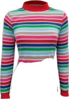 Womens rainbow striped longsleeve crewneck t-shirt for Chucky cosplay Rainbow Color Block Cotton Tops, Casual Multicolor Tops For Pride, Trendy Rainbow Print Striped Tops, Trendy Striped Rainbow Print Tops, Trendy Striped Tops With Rainbow Print, Striped Rainbow Print T-shirt For Spring, Spring Striped T-shirt With Rainbow Print, Rainbow Fitted Crew Neck Top, Fitted Rainbow Crew Neck Top