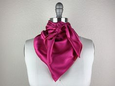 CR Fuchsia Silk Scarf 36x36 Magenta Scarf, Wild Rag, Scarf Silk, Silk Scarf, Made In Usa, Silk, Color