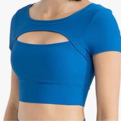 Short Sleeves Sports Bra For Women Openwork Medium-High Support Nwot Color: Blue Size: S Strappy Padded Sports Bras Supportive Workout Top 100% Polyester Origin: Imported Country Of Origin: China About This Item Machine Wash Women's Longline Sports Bra, Fashion Curve Hem Crop Tank Top, Stitch Racerback Sleeveless Vest, Built In Shelf Bra. Tag: Sports, Gym Exercise & Fitness, Yoga, Walking & Jogging & Running, Cycling, Boxing, Bowling And Other Exercise Of Moderate Intensity New To Poshmark, Use Yellow Lace Blouse, Sports Bra Fashion, Women Science, Bra Fashion, American Eagle Crop Top, Cream Lace Top, Floral Print Crop Top, Bra For Women, Blue Long Sleeve Shirt