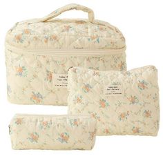 KeirineCC 3 PCS Makeup Bag, Quilted Makeup Bag,Large Floral Cosmetic Bag for Women,Cotton Makeup Bag Set,Flower Travel Toiletry Bag Features: Floral Cotton Makeup Bags You will receive a three piece set of quilted cosmetic pouch that meet your usage and replacement requirements for different . Fashion Design This cute makeup bags floral patterns and a design that makes these makeup bags a fashionable accessory to showcase your style. Suitable for daily makeup, attending banquets, organizing and Quilted Makeup Bag, Makeup Bag Set, Cute Makeup Bags, Makeup Storage Bag, Travel Bag Organization, نظارات شمسية, Accessories Packing, Organizer Bag, Bags Aesthetic