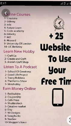 a sign with the words 25 web sites to use for free time