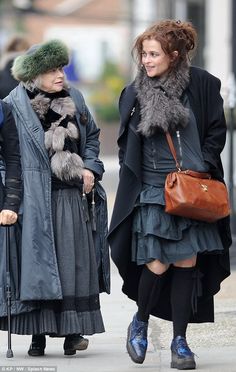 Not so original now: Helena Bonham Carter is seen matching in style to her mother Elena Propper de Callejon as they take a walk around Notting Hill together on Monday Enjoy Girl, Ageless Style